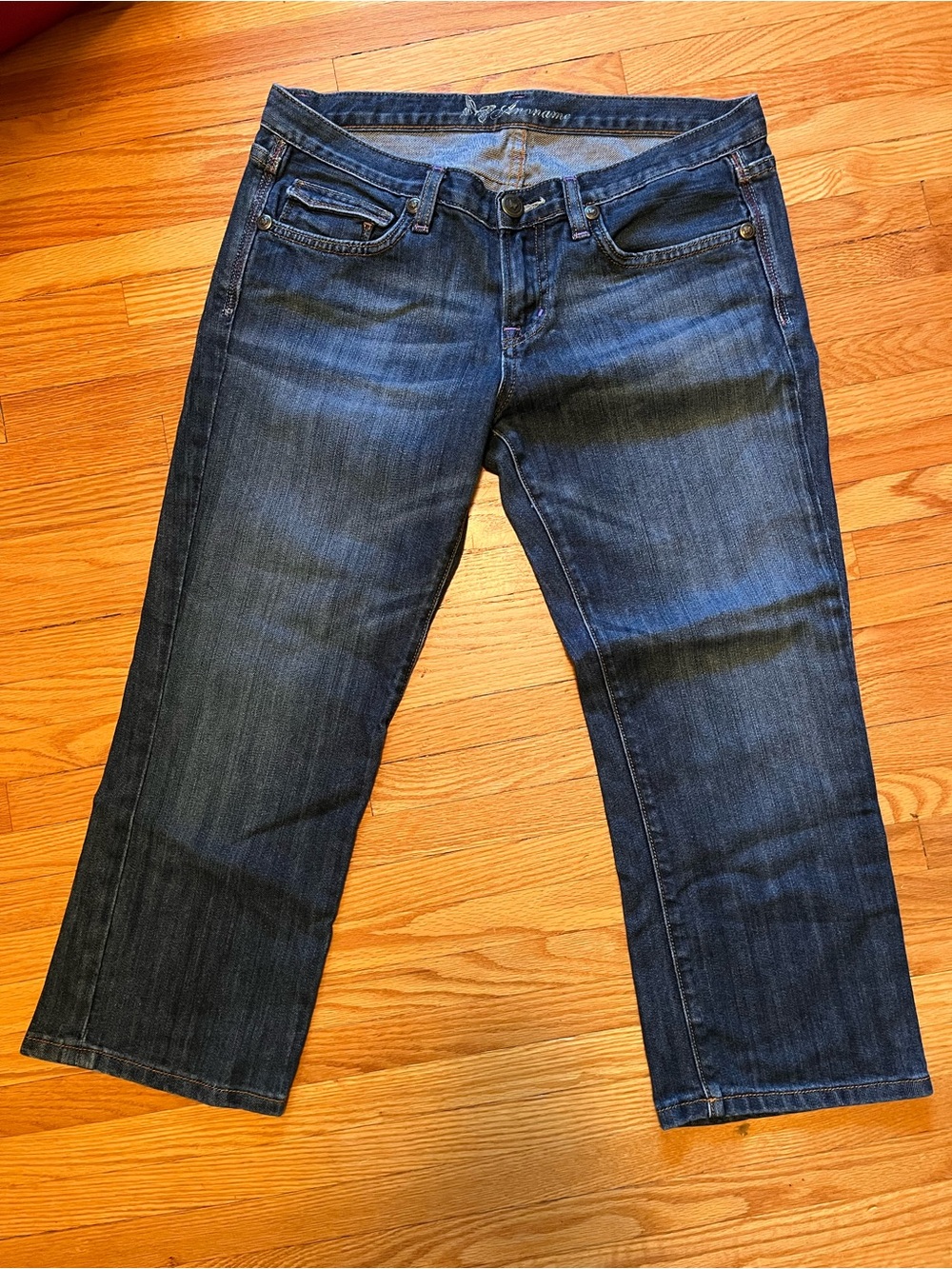 Vintage Anonamé Y2K Thick Stitch Capri Jeans Size 29 Straight Leg Flap Pocket